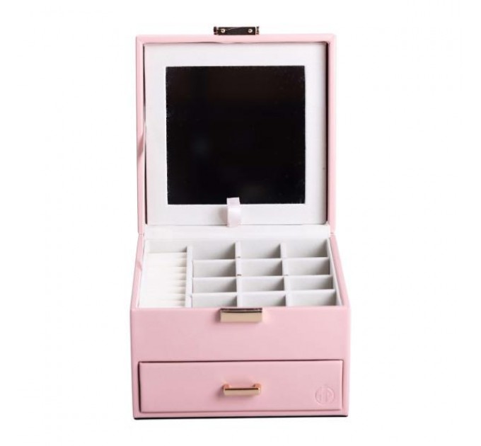Органайзер для украшений с накидным замком 16х16х12 см, розовый