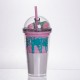 Стакан многоразовый Единорог с крышкой и трубочкой, морская волна