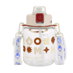 Пляшка для води дитяча Gucgres 650 мл з ремінцем, коричневий Пляшка для води дитяча Gucgres 650 мл з ремінцем, коричневий