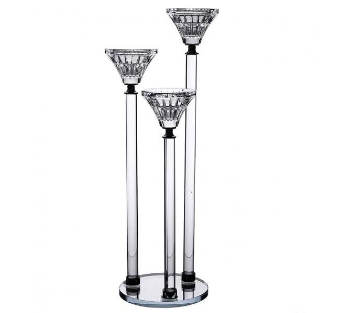 Підсвічник скляний Lotus на 3 свічки зкруглою основою 37 см Підсвічник скляний Lotus на 3 свічки зкруглою основою 37 см