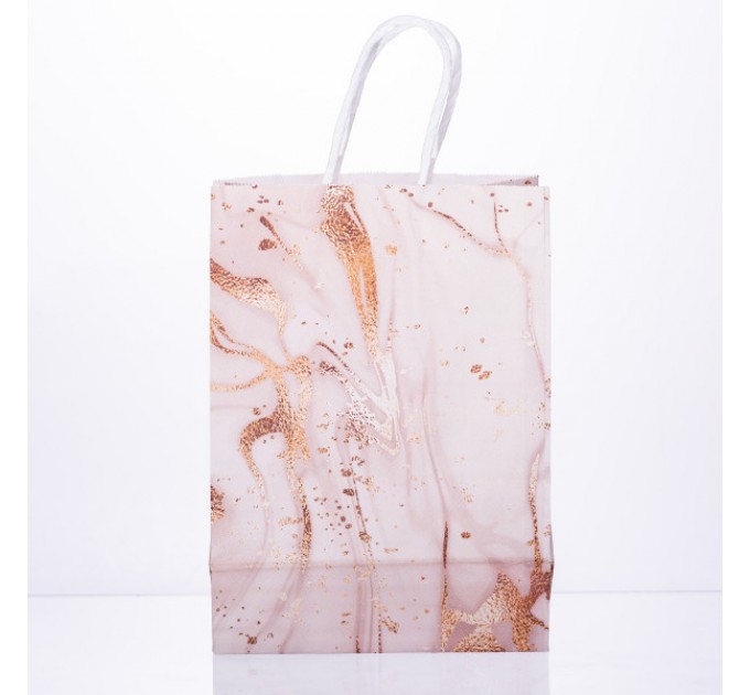 Подарунковий пакет крафтовий 12 штук в упаковці 15*8*21 см, рожевий