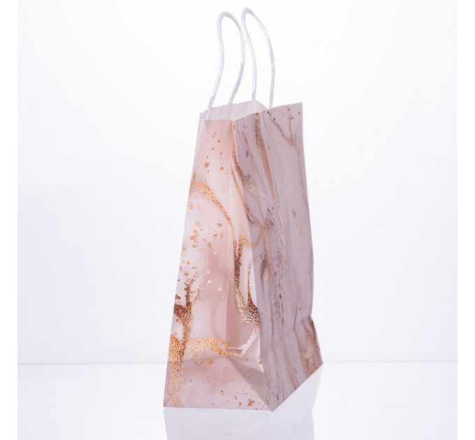 Подарунковий пакет крафтовий 12 штук в упаковці 15*8*21 см, рожевий