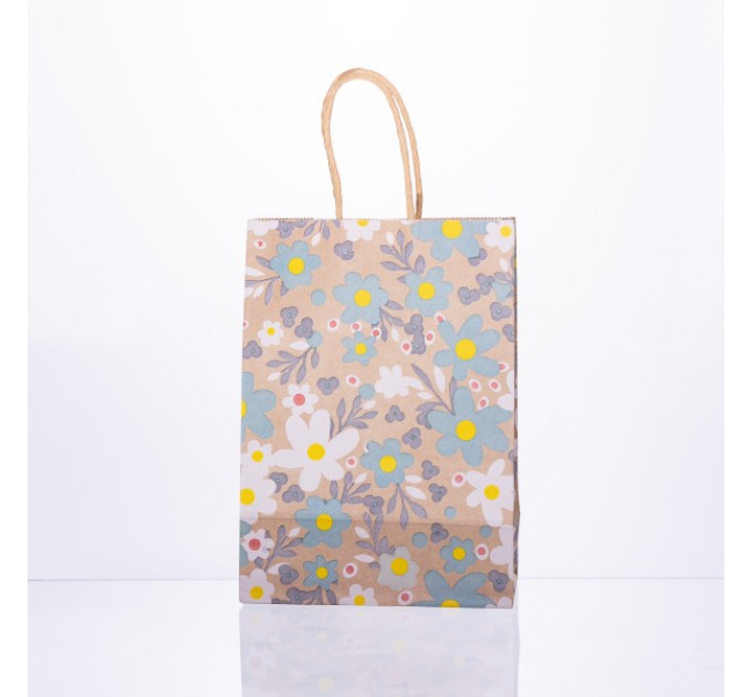 Подарунковий пакет 15*8*21 см крафтовий 12 штук в упаковці, блакитний