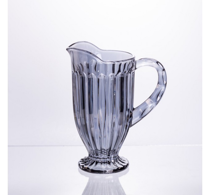 Набор для напитков кувшин и 6 стаканов из толстого стекла, серый