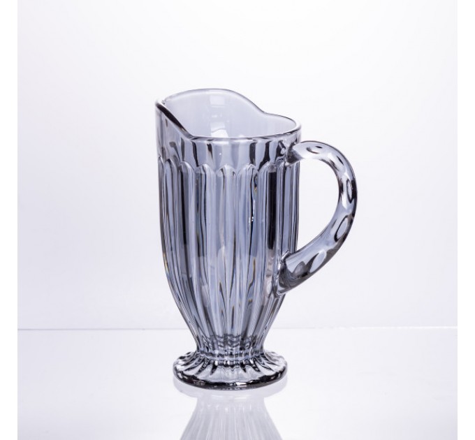 Набор для напитков кувшин и 6 стаканов из толстого стекла, серый