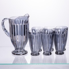 Набір для напоїв глечик та 6 склянок із товстого скла, сірий