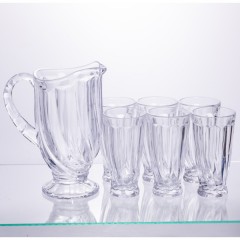Набір для напоїв глечик та 6 склянок із товстого скла, прозорий