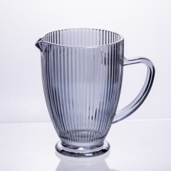 Глечик для напоїв 1,2 л фігурний прозорий ребристий із товстого скла, сірий
