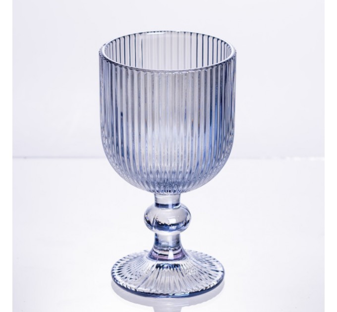 Набір келихів для вина 6 штук по 220 мл рельєфних, блакитний