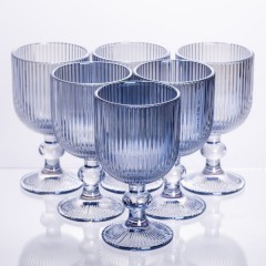 Набір келихів для вина 6 штук по 220 мл рельєфних, блакитний