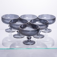 Набір креманок на ніжці 6 штук по 400 мл ребристих, сірий