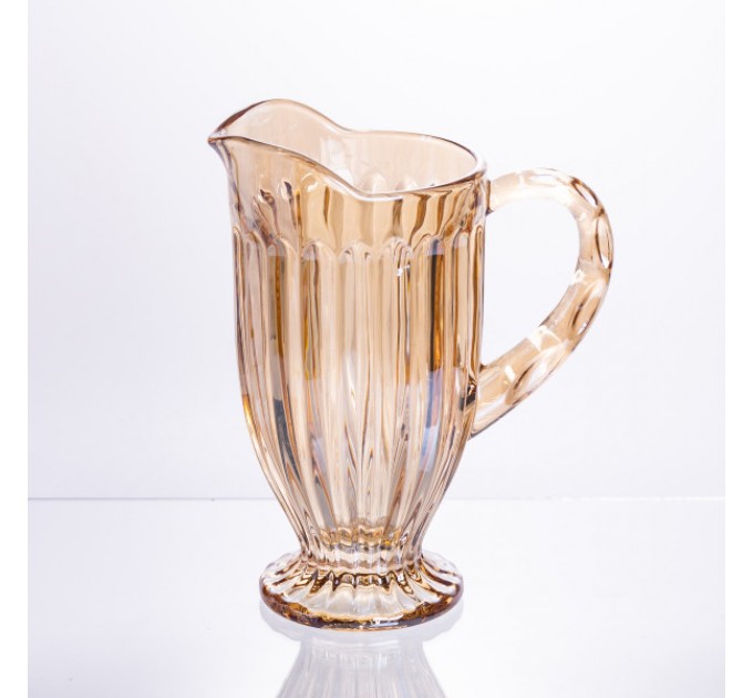 Набір для напоїв глечик та 6 склянок із товстого скла, коричневий