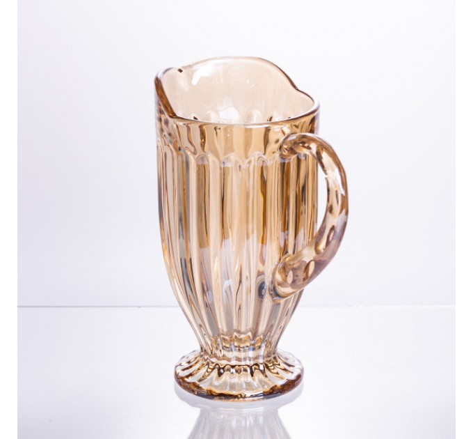 Набір для напоїв глечик та 6 склянок із товстого скла, коричневий