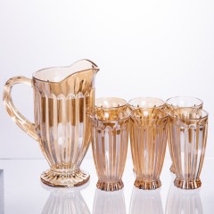 Набір для напоїв глечик та 6 склянок із товстого скла, коричневий