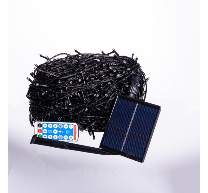 Гирлянда Нить уличная 1000 LED 100 м на солнечной батарее черная, желтая