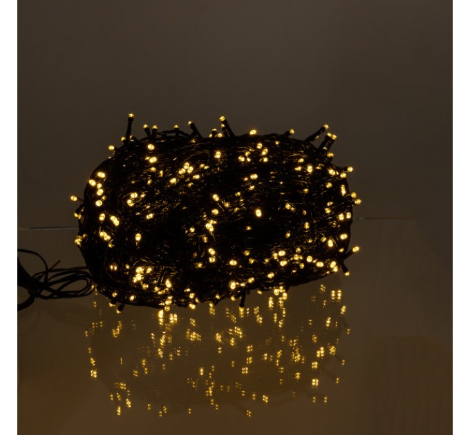 Гирлянда Нить уличная 1000 LED 100 м на солнечной батарее черная, желтая
