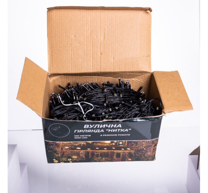 Гірлянда Нитка вулична 1000 LED 100 м чорна, жовтий