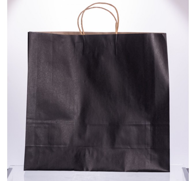 Подарунковий пакет 42*14*40 см крафтовий 12 штук в упаковці, чорний