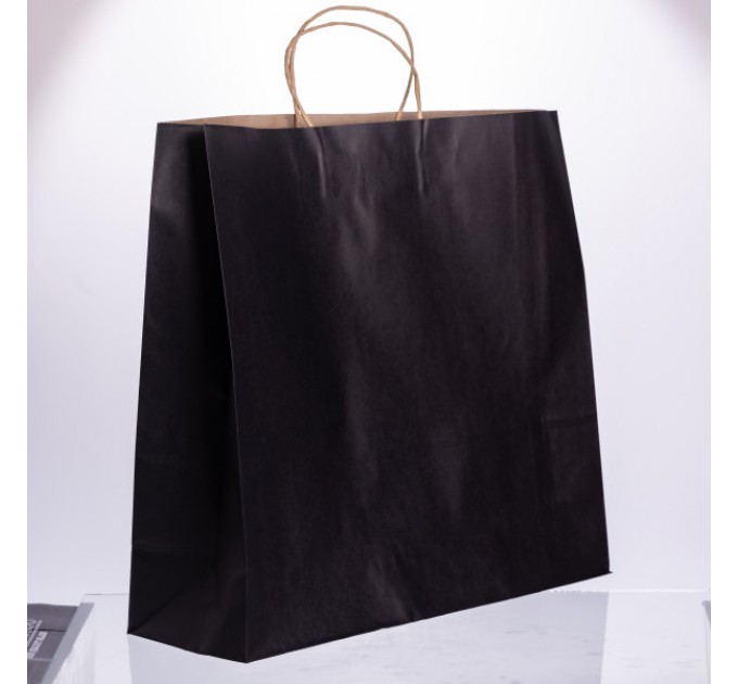 Подарунковий пакет 42*14*40 см крафтовий 12 штук в упаковці, чорний