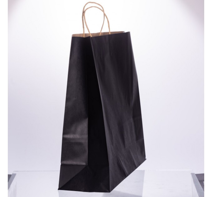Подарунковий пакет 42*14*40 см крафтовий 12 штук в упаковці, чорний