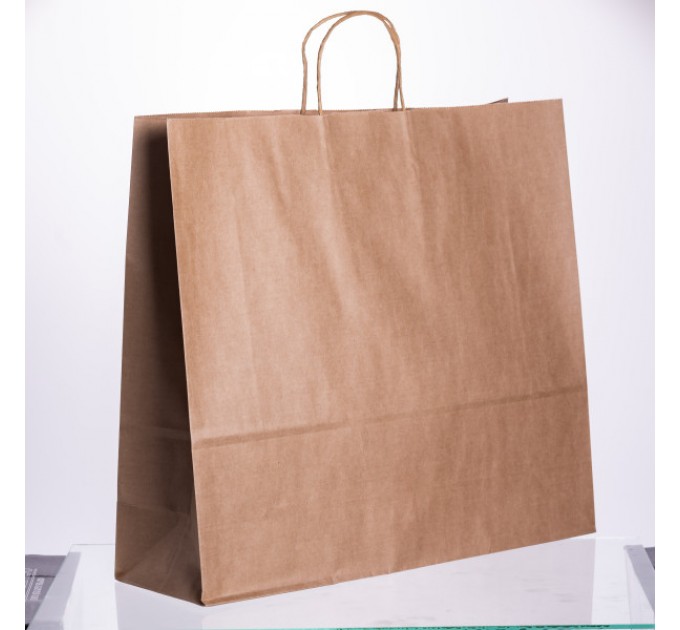 Подарунковий пакет 43*14*40 см крафтовий 12 штук в упаковці, бежевий