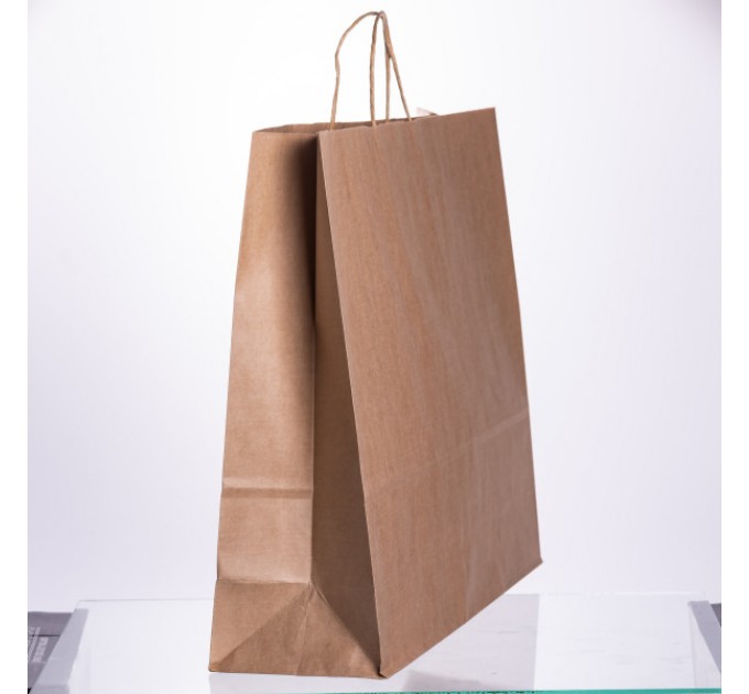 Подарунковий пакет 43*14*40 см крафтовий 12 штук в упаковці, бежевий