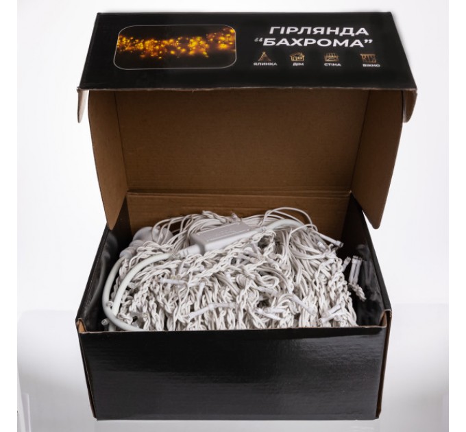 Гірлянда Бахрома вулична 600 LED 36 м від мережі біла нитка, мультиколір