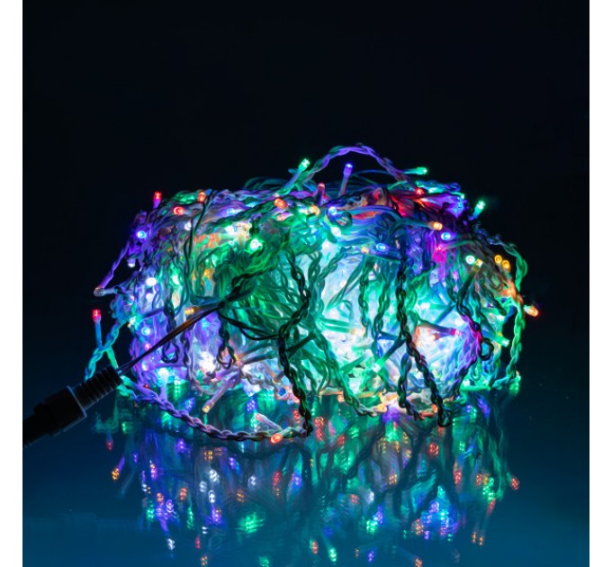 Гірлянда Бахрома вулична 600 LED 36 м від мережі біла нитка, мультиколір