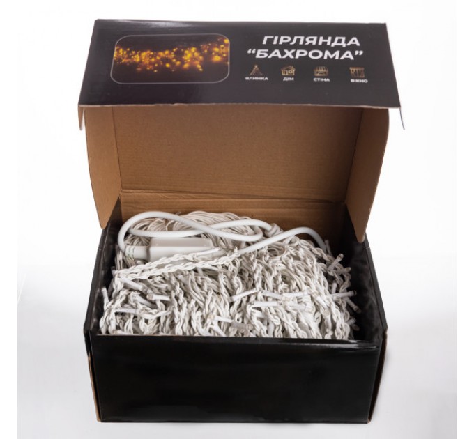 Гірлянда Бахрома вулична 600 LED 36 м від мережі біла нитка, жовтий