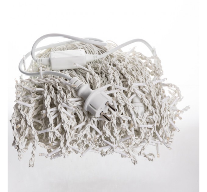 Гірлянда Бахрома вулична 600 LED 36 м від мережі біла нитка, жовтий