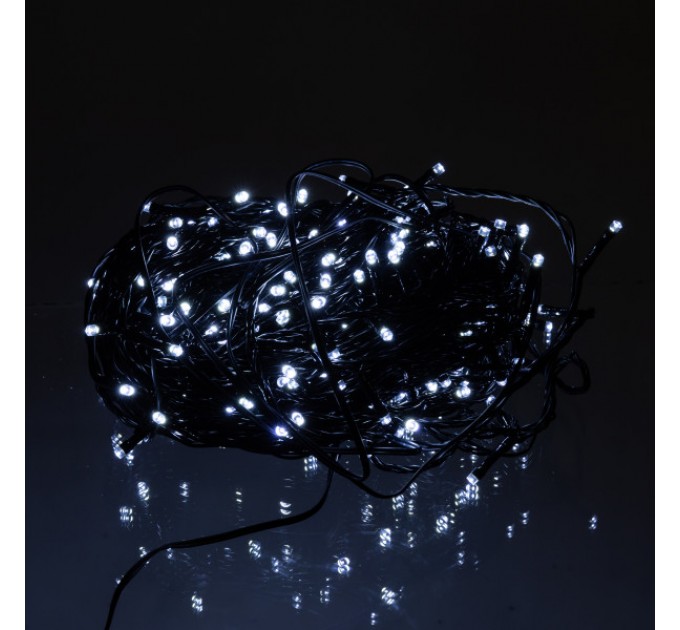 Гирлянда Нить уличная 300 LED 30 м на солнечной батарее черный, белый