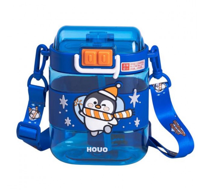 Дитяча пляшка для води Dodo Penguin 560 мл з ремінцем, синій Дитяча пляшка для води Dodo Penguin 560 мл з ремінцем, синій