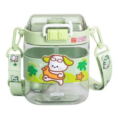 Дитяча пляшка для води Hello Summer 560 мл з ремінцем, зелений