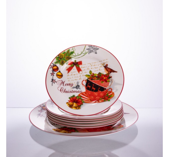 Набір тарілок Merry Christmas порцелянових 7 штук 26,5/19 см
