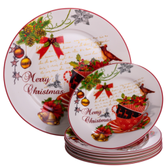 Набір тарілок Merry Christmas порцелянових 7 штук 26,5/19 см