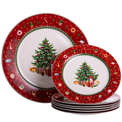 Набір тарілок Christmas фарфорових 7 штук 26,5/19 см