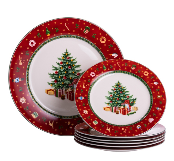 Набір тарілок Christmas фарфорових 7 штук 26,5/19 см