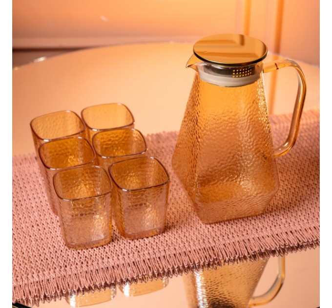 Набір глечик зі склянками 1,8/0,2 л фактурний, коричневий