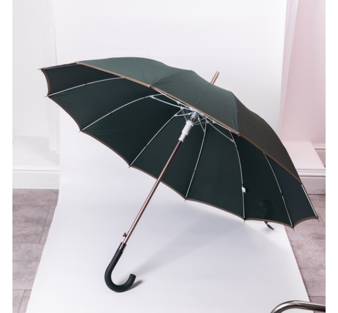 Зонт-трость полуавтомат сложный 120 см, зеленый