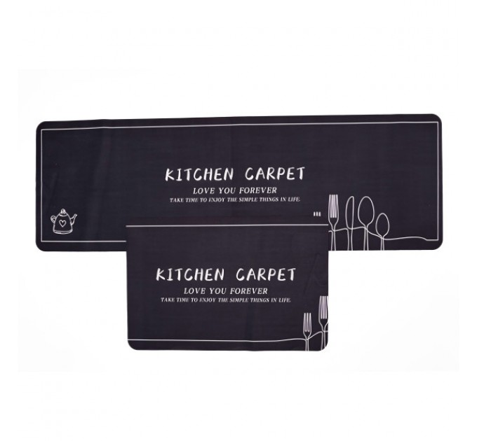 Набір килимків для кухні 2шт 116*38см/57*38 см, чорний
