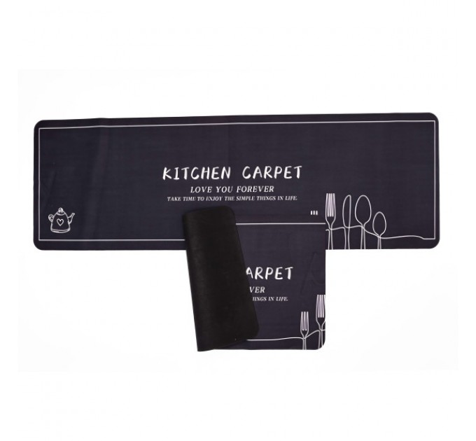 Набір килимків для кухні 2шт 116*38см/57*38 см, чорний