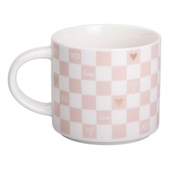 Чашка керамічна 350 мл, білий з рожевим