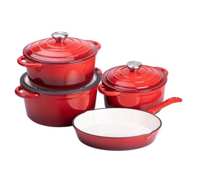 Набор посуды для приготовления чугунный 2/3/4/1 л красный