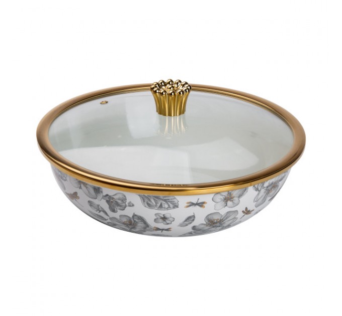 Кастрюля эмалированная 4,5л без ручек, flowers