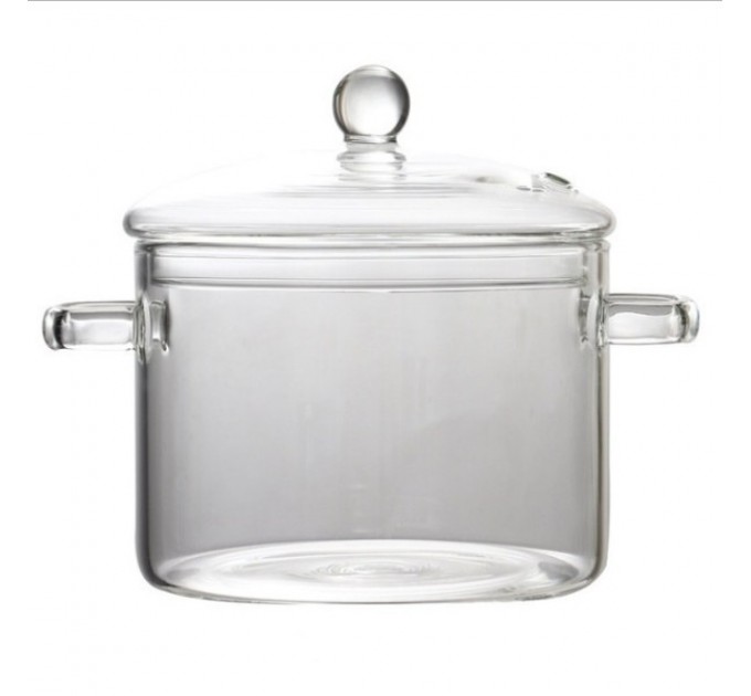 Каструля скляна жаростійка 3,5 л для електричної та газової плити, прозорий