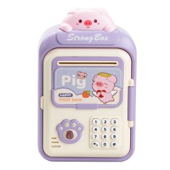 Копилка-сейф детская Pig с кодовым замком и отпечатком пальца, сиреневый.