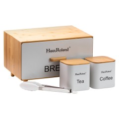 Набір для зберігання продуктів Haus Roland 4 штуки з бамбука, білий