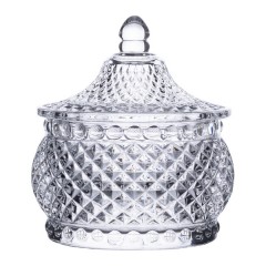 Цукорниця скляна Glass Jay з кришкою в східному стилі, diamonds