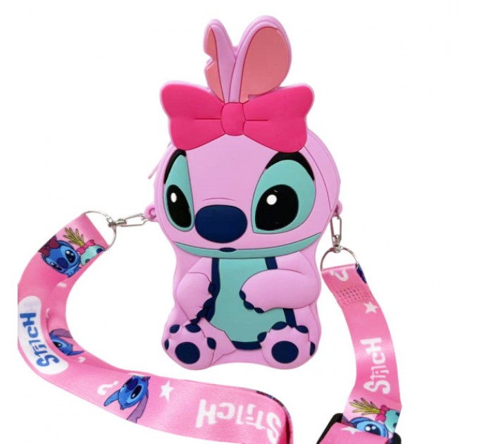 Сумочка-гаманець Стіч силіконова на блискавці 13*9*2,5 см, рожевий Сумочка-гаманець Стіч силіконова на блискавці 13*9*2,5 см, рожевий