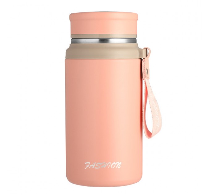 Термос Fashion 700 мл с датчиком температуры и ситечком, розовый